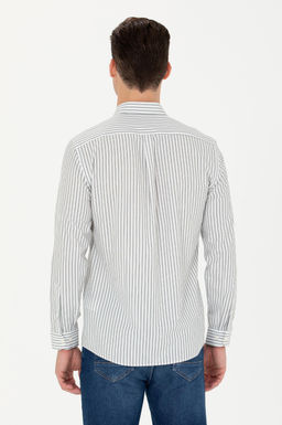U. S. Polo Assn Мужская белая рубашка в полоску цвета экрю - U.s. polo assn фото 19