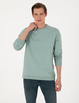 _a_la 2 _plik Regular Fit Bisiklet Yaka Basic Sweatshirt