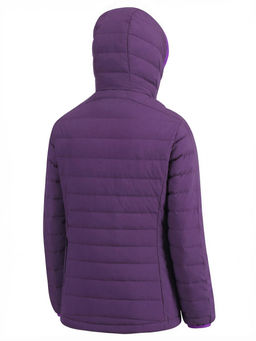 Куртка женская стёганая с капюшоном с графеновой подкладкой темно-фиолетового цвета 9624_1TF