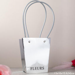 Пакет для цветов 13х9,5х15,5 см / CN-784 /уп 10/500/серебро /2 СОРТ/