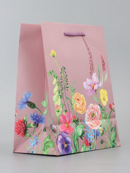 Цена за 2 шт. Пакет подарочный ламинированный вертикальный «Цветочный узор», 18×22.3×10 см