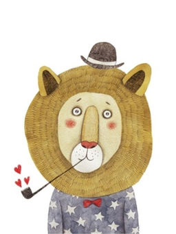 Алмазная мозаика без подрамника "Лев с трубкой", 15х20 см