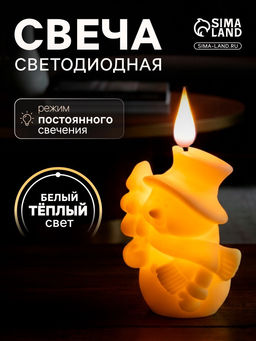 Цена за 12 шт. Светодиодная фигура «Снеговик» 7×12.5×5.5 см, пластик, от батареек AG13×3, свечение тёплое белое