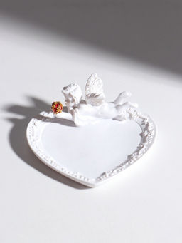 Подставка для колец, мелочей Белоснежный ангел с красным шаром, подсвечник, 3?8.6?8.2 см, МИКС