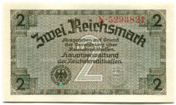 Банкнота 2 рейхсмарки 1940 года Германия (Для оккупированных территорий)