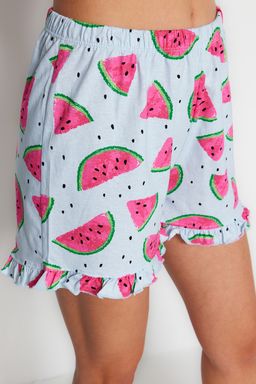Trendyolmilla Pembe %100 Pamuklu Karpuz Desenli F?rf?rl? Sortlu Orme Pijama Tak?m? THMSS21PT0670 фото 8