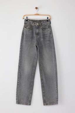 Gri Yuksek Bel Baggy %100 Pamuk Non-Stretch Jeans TWOAW25JE00130