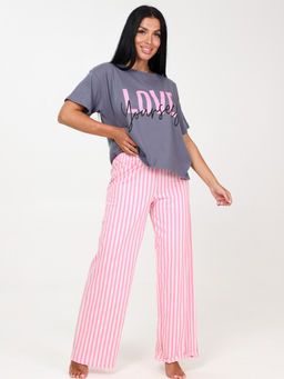 3135 ПИЖАМА ЖЕНСКАЯ (брюки) (Малиновая полоса) - А-дина фото 3
