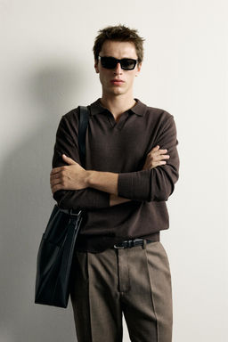 POLO PUNTO REGULAR FIT ALGOD?N - LINO / Marr?n - Zara фото 2