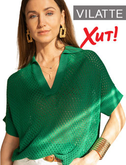 VILATTE / Джемпер-поло из гладкой вискозы с лиоцеллом