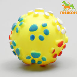 Игрушка пищащая Мяч Лапкадля собак, 6,5 см, жёлтая