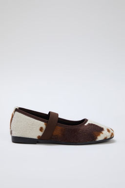 Trendyol Shoes Kahverengi Inek Desenli Yuvarlak Burun Mary Jane Kad?n Babet TAKSS25BE00009 - Trendyolmilla фото 4