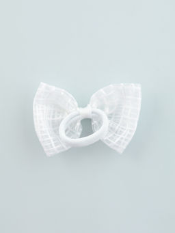 Цена за 6 шт. Бант для волос на резинке «Бантик», хрусталь клетка, 9 см, белый