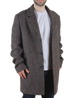 475627962 BROWN/GRAY Пальто Френч демисезонное мужское (65% шерсть, 35% кашемир)