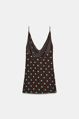 VESTIDO MINI LUNARES / Marr?n-Azul - Zara фото 6