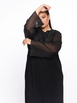 Платье с прозрачными рукавами PP51427BLK01