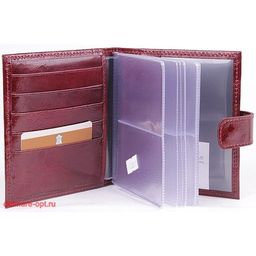 Визитница Premier-V-44 (с хляст, 2х-рядная, 5внут карм, 32карточки) натуральная кожа рубин вестленд луна (107) 105217  фото 3
