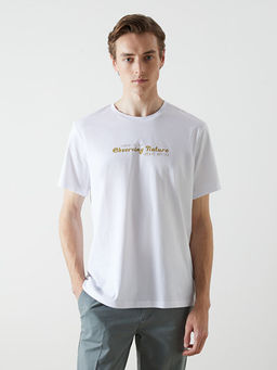 Bisiklet Yaka Bask?l? Erkek Ti??rt