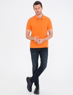 Turuncu Slim Fit Basic Ti__rt