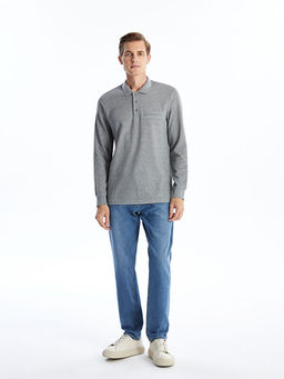 Polo Yaka Uzun Kollu Erkek Sweatshirt