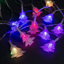 Гирлянда Нить 3 м с насадками Ёлки, IP20, прозрачная нить, 20 LED, батарейки AAх3 (нет в комплекте), свечение мульти - Luazon lighting фото 3