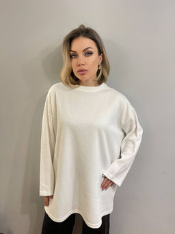 K12308 Лонгслив OVER SIZE (плотный хлопок) БЕЛЫЙ
