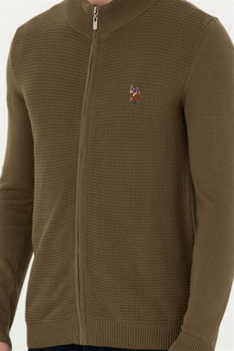 U. S. Polo Assn / Мужской базовый трикотажный кардиган цвета хаки - U.s. polo assn фото 12