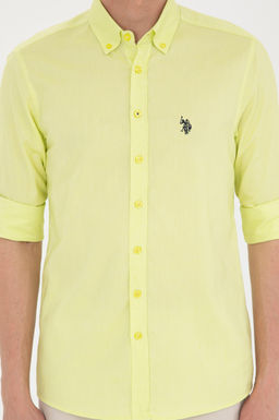 U. S. Polo Assn / Мужская неоново-желтая базовая рубашка с длинным рукавом - U.s. polo assn фото 6
