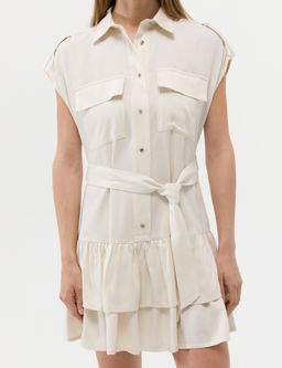 Krem Ku_ak Detayl_ Volanl_ Elbise - Pierre cardin фото 6