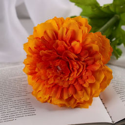 Цветы искусственные «Хризантема люкс», h=50 см, d=9 см, оранжевые