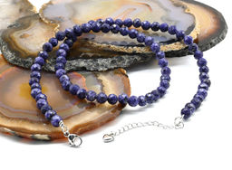 Бусы из камня кальцита граненые 6мм цв.чароит, 46см