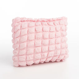 Косметичка на молнии простая, большая, мягкая, розовая