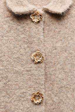 FAUX FUR KNIT JACKET WITH FLOWER BUTTONS - Zara фото 5