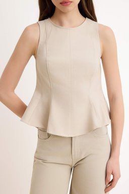 Bej Peplum Detayl? GabardinDokuma Bluz TWOSS26BZ00449 - Trendyolmilla фото 3