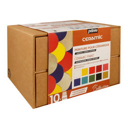 PEBEO Набор красок Ceramic Коллекция по керамике и металлу с аксессуарами 10 цв. х 45 мл 758451