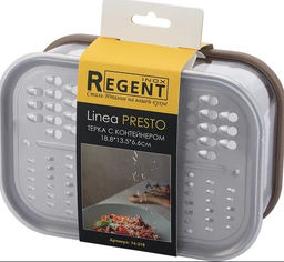 Терка нерж. с контейнером 18.8*13.5*6.6см Linea PRESTO арт.74-218 /REGENT/ /REGENT/
