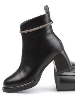 04-M3-840 BLACK Ботильоны зимние женские (натуральная кожа, натуральный мех)