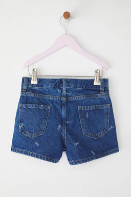 Mavi K?z Cocuk %100 Pamuk Kurdele Bask?l? Denim Sort Etek TKDSS25ET00007 - Trendyolmilla фото 4