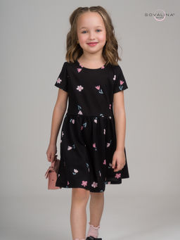 Платье Лето тюльпаны на черном