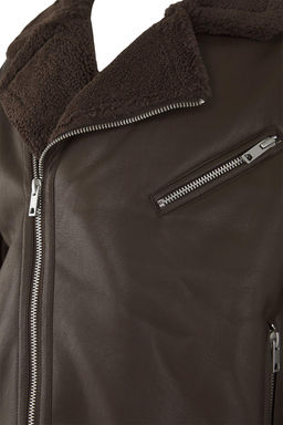 Siyah Regular Fit Suni Deri %100 PU Ici Polarl? Kal?n K?sl?k Erkek Mont TMNAW26MO00005 - Trendyolmilla фото 13