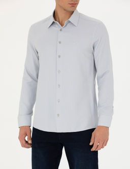 Рубашка Slim Fit с длинным рукавом серая