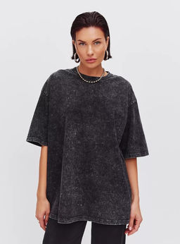 K12360 Футболка OVER SIZE (плотный хлопок) ЧЕРНЫЙ