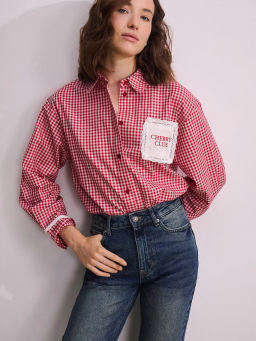 Рубашка из хлопка в клетку / Zarina фото 2