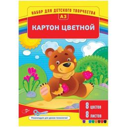 Цветной картон ArtSpace А3 8л. 8цв. (Нк8-8А3_1096) мелованный
