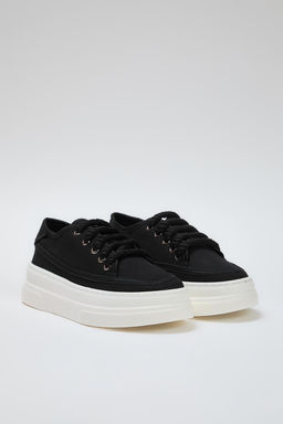 Trendyol Shoes Siyah Kanvas Bagc?kl? Yuksek Taban Kad?n Retro Spor Ayakkab? TAKSS25SN00010 - Trendyolmilla фото 10