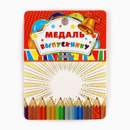 Медаль школьная на выпускной «Выпускник начальной школы», на ленте, золото, металл, d=5.5 см