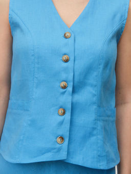 Жилет льняной 7025 аквамарин
