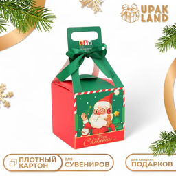 Цена за 10 шт. Подарочная новогодняя коробка, складная Дед Мороз, 10?10?20.5 см