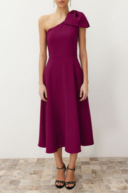 TRENDYOLMILLA Siyah A-Kesim Fiyonk Detayl? Dokuma S?k Abiye Elbise TPRSS24EL00105  фото 19