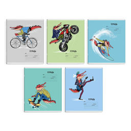 Цена за 3 шт.Тетрадь школьная ученическая, 18 л. клетка, арт. 59098/ 20 КРОКО РОК /мягкий переплёт (2 скобы), обл